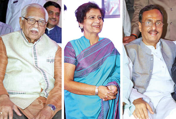 (L) Ram Naik (C) Sanyukta Bhatia (R) Dr Dinesh Sharma (BCCL/ Aditya Yadav)