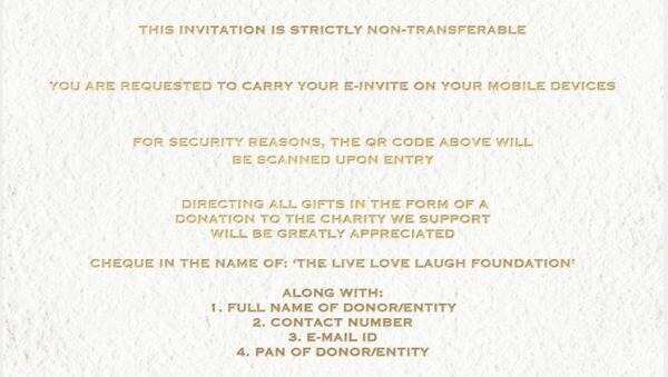 Ranveer Singh and Deepika Padukone wedding marriage invitation card