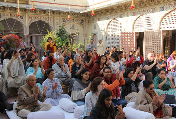 Audience listening with a rapt attention