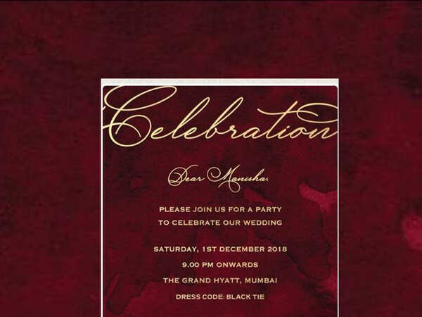 Deepika Padukone and Ranveer Singh party invitation card photos, images, pictures