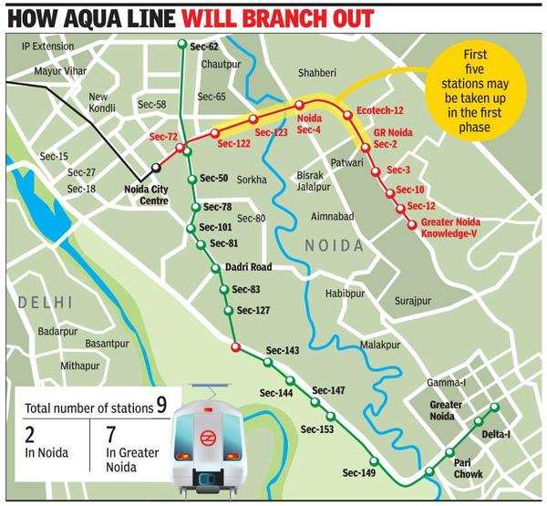 Aqua Line’s Second Branch Towards Greater Noida In 2 Phases | Noida ...