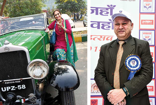 Dipti Jilra in a 1930 Fiat 514 and RK Tiwari (BCCL/ Vishnu Jaiswal)