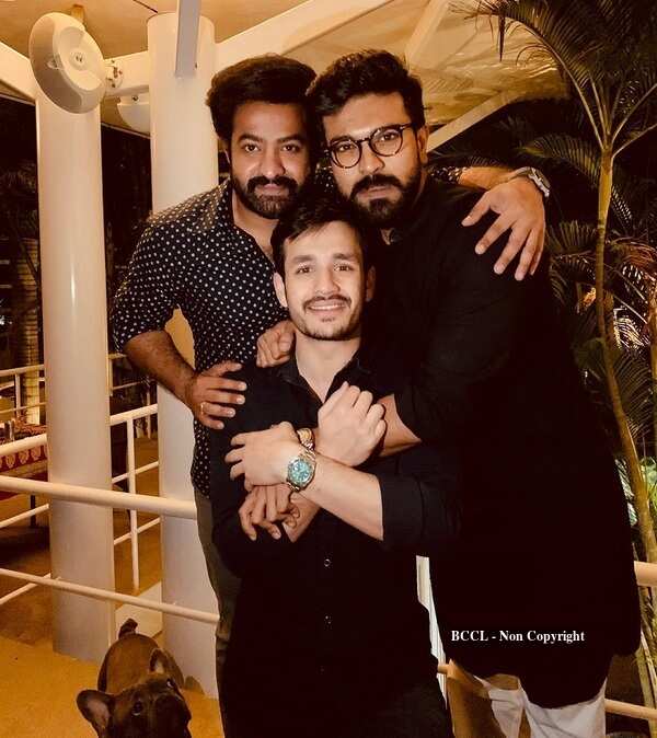 Pic: Akhil bonds with NTR and Ram Charan after Mr. Majnu’s pre-release ...
