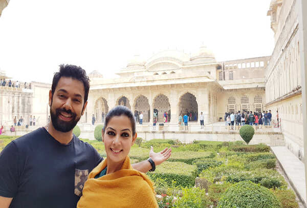 Saurabh with wife Zara at Amber Fort