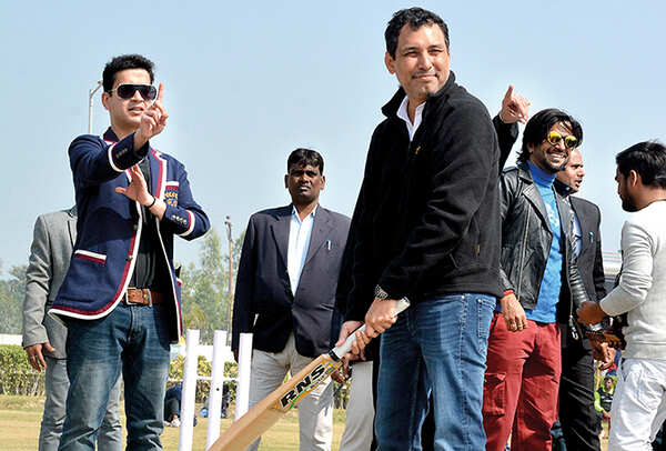 Neeraj Pandey playing cricket at the tournament (BCCL/ Farhan Ahmad Siddiqui)