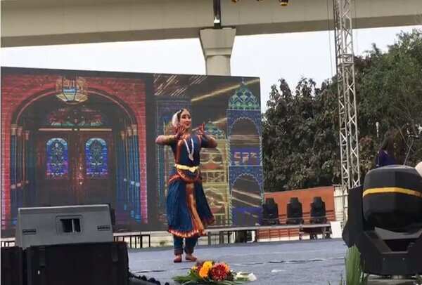 A student performing Bharatnatyam