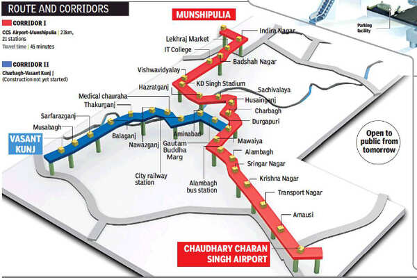 Lucknow Metro Route And Fare Metro Picks Up Pace, Straddles Lucknow's Heart | Lucknow News - Times Of  India