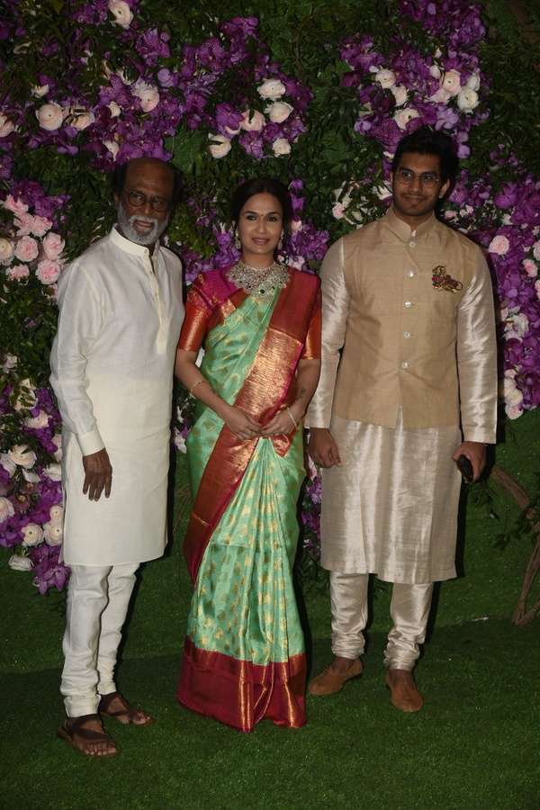 Rajinikanth attends Akash Ambani's wedding with daughter Soundarya ...