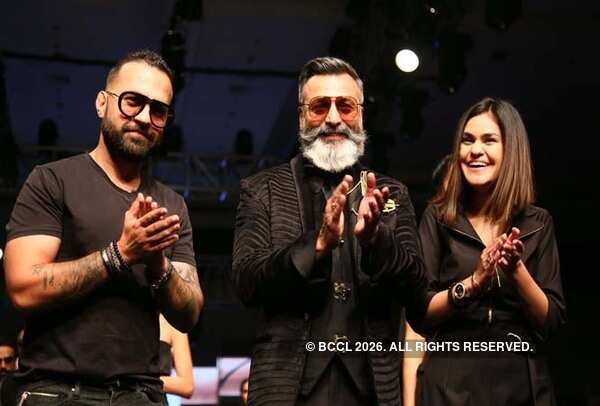 designers Wrickie and Sheena with their showstopper Nitin Mehta