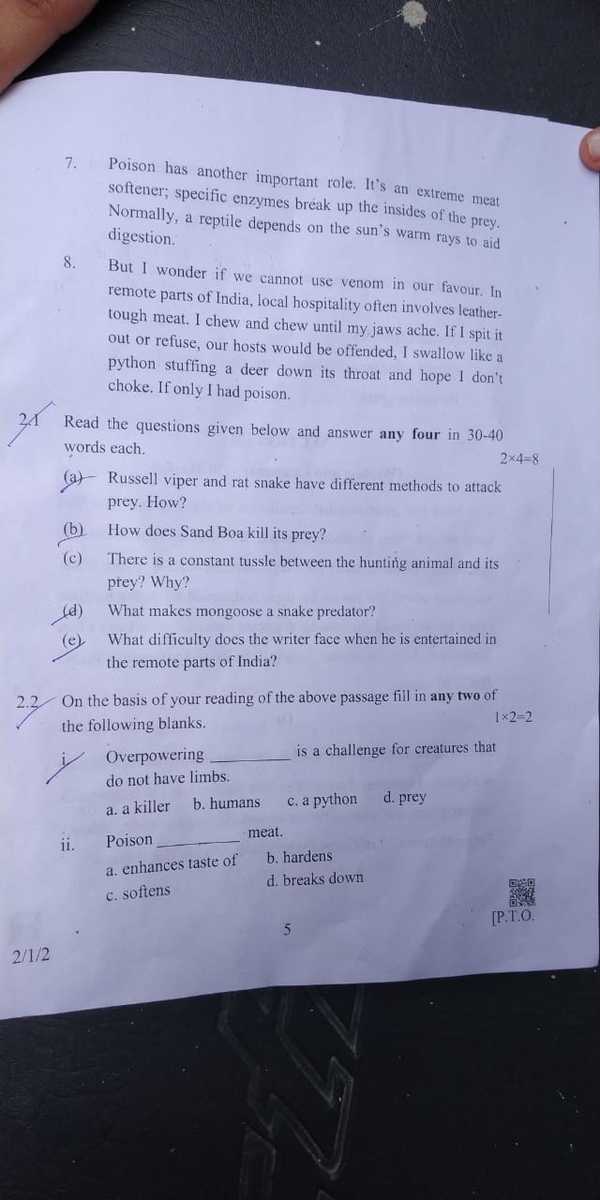 essay 1 question paper 10th class