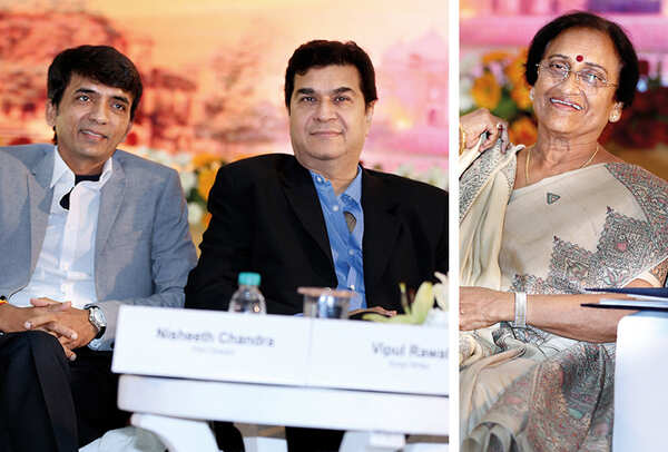 (L) Ravindra Gautam and Ashu Trikha (R) Rita Bahuguna Joshi (BCCL/ Aditya Yadav)