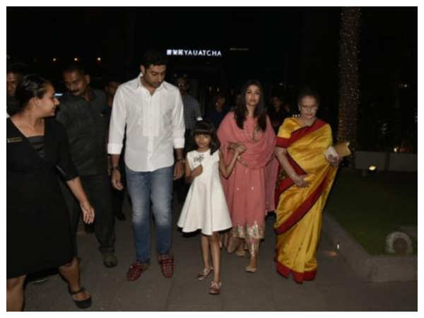 Aishwarya Rai dine out with Aaradhya, Abhishek and Vrinda Rai in