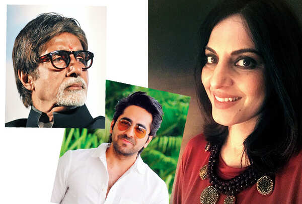 (L) Amitabh Bachchan and Ayushmann Khurrana (R) Juhi Chaturvedi (BCCL)