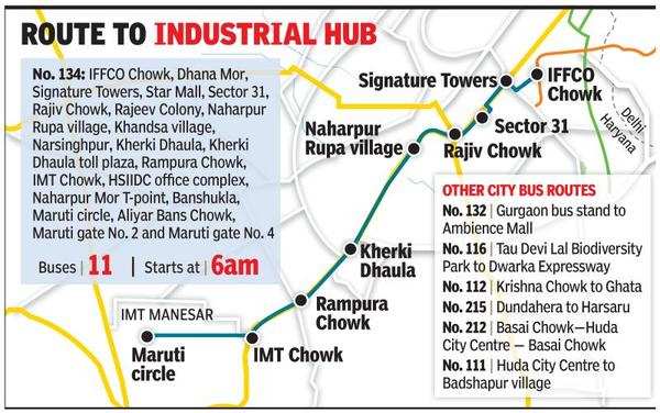 Raipur To Pune Bus Route Map Bus Route From Iffco Chowk To Imt Manesar Opens Today | Gurgaon News -  Times Of India