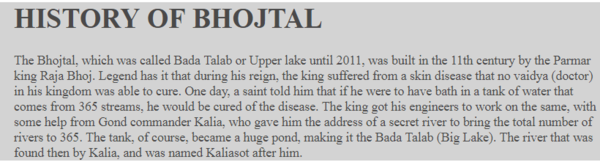history of bhojtal bhoapl