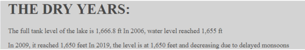 the dry years of lake