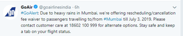 GoAir tweet