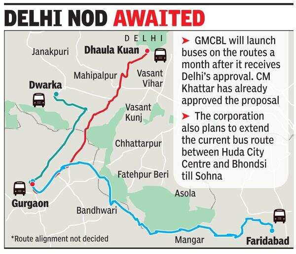 Delhi To Ambala Bus Route Map Gurugram: Gmcbl To Start Delhi Buses, Link Dhaula Kuan And Dwarka | Gurgaon  News - Times Of India