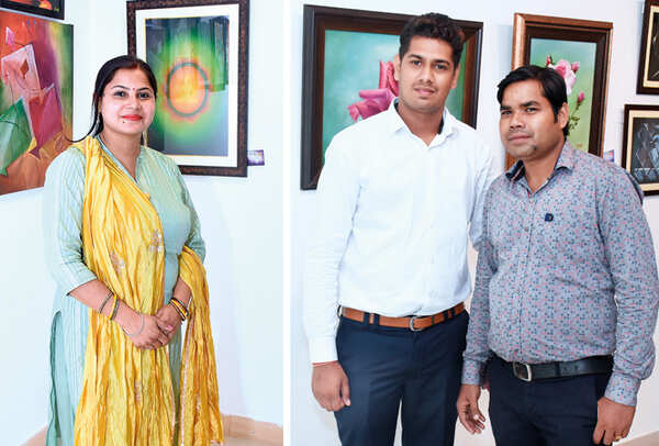 (L) Niharika Jaiswal (R) Aakash Rana and Ravi Prakash (BCCL/ Vishnu Jaiswal)