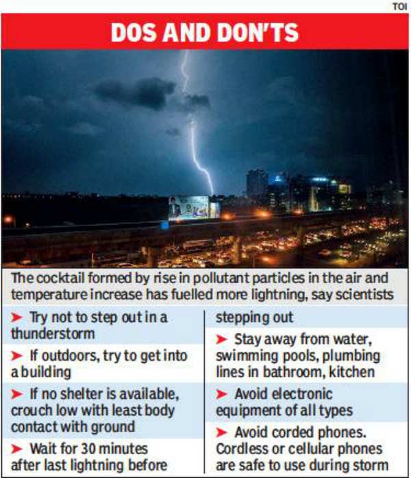 Kolkata: Pollution rise triggers fatal lightning strikes | Kolkata News -  Times of India