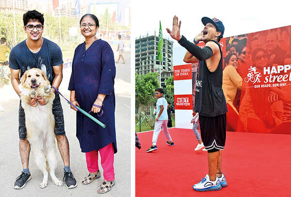 (L) And well, it was not just the humans having fun at Happy Streets. Reema and Naman’s labrador Maggi too enjoyed the morning walk at the event (R) Lucky Singh (BCCL/ Vishnu Jaiswal)