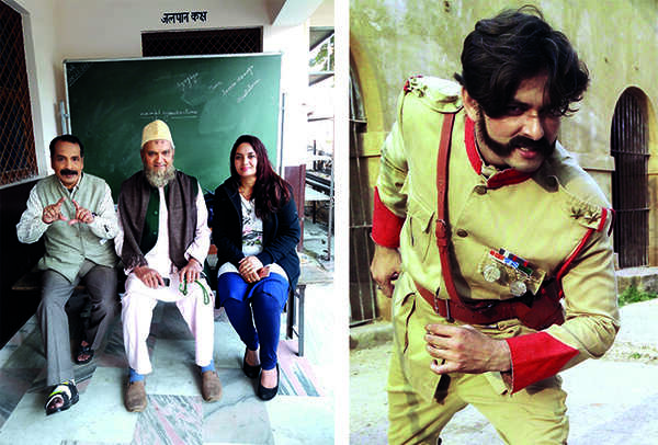 (L) Local actor Dr Omendra Kumar (left) with other actors while shooting for the film Gaalib (R) City-based actor Shaan Khan while shooting for film 'Main Khudiram Bose Hun' (BCCL)