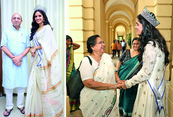 (L) Vartika also met Jai Pratap Singh, Minister of Medical and Health, Family Welfare, Mother and Child Welfare, on Thursday (R) meeting her teachers at the college (BCCL/ Aditya Yadav)