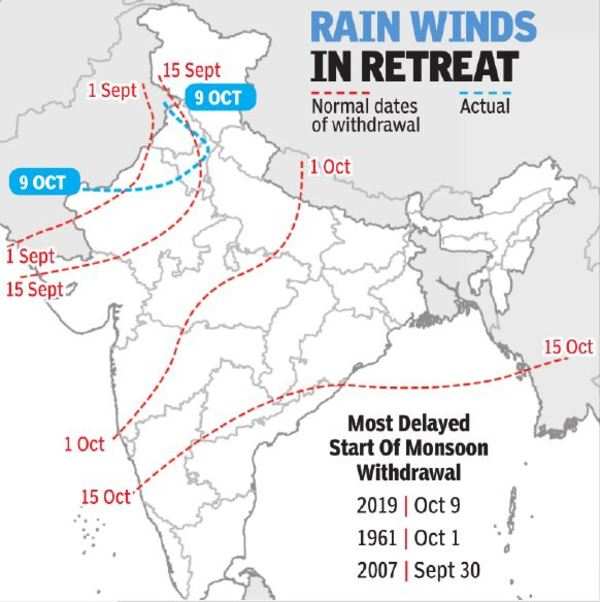 Monsoon to withdraw from north India in 2 days; rainy season to