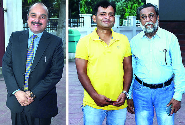 (L) Chandra Dhari Singh (R) Yashraj Singh and Narendra Panjwani (BCCL/ Vishnu Jaiswal)