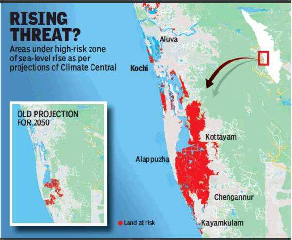 Climate Central Risk Zone Map Sea-Level Rise May Hit Central Kerala | Kochi News - Times Of India