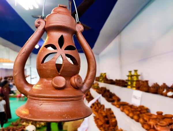 A clay hanging lamp.
