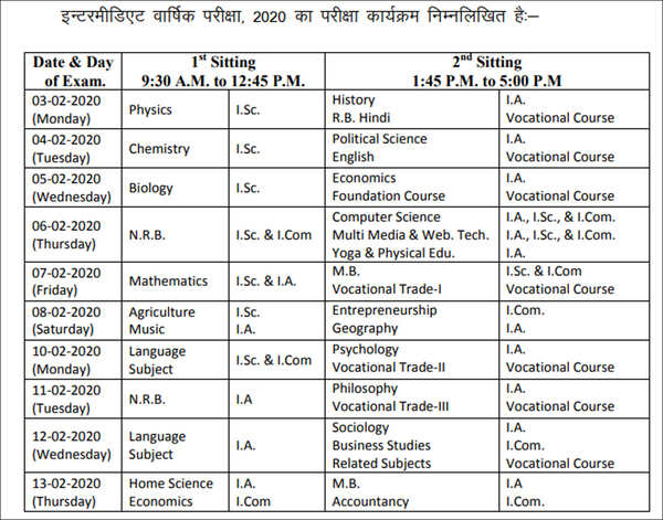 Bihar Board 10th & 12th Time Table: BSEB Announces 2020 Exams Schedule ...