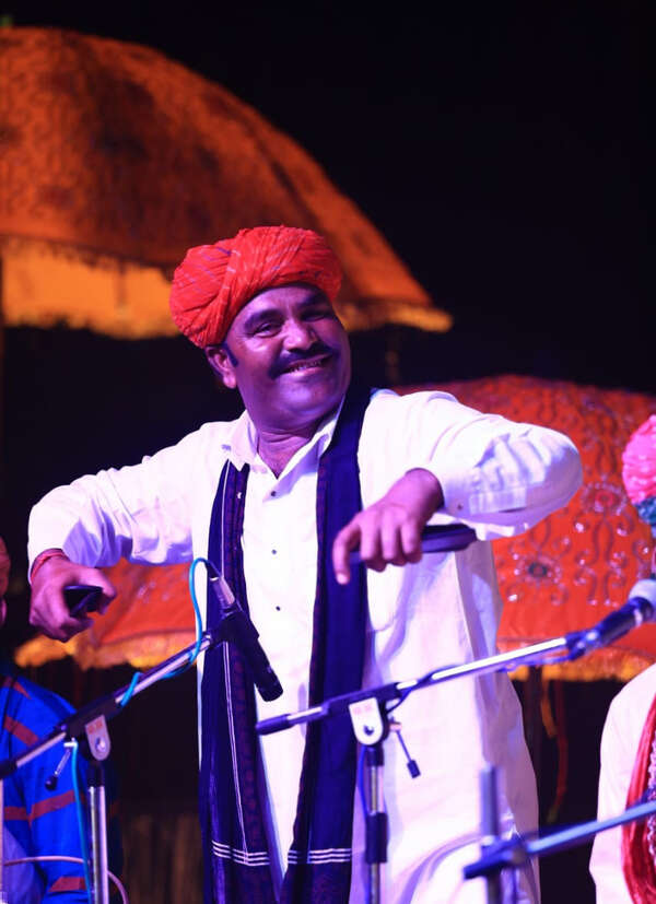 One of the band members giving performance