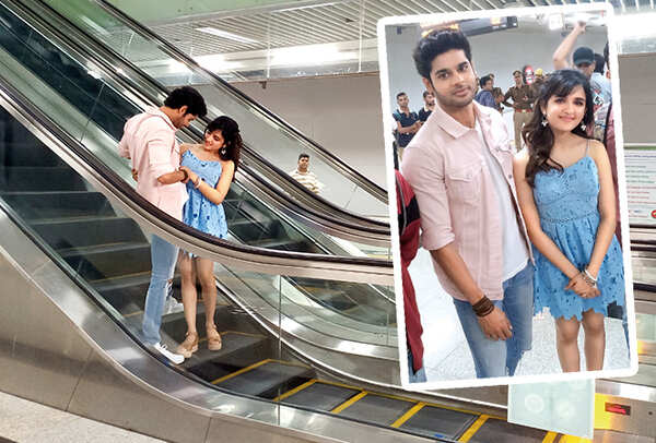Abhimanyu Dassani and Shirley Setia shooting at the Metro station in Lucknow (BCCL)