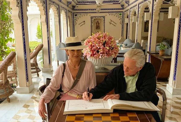 Catherine Zeta-Jones and Michael Douglas at Taj Lake Palace in Udaipur