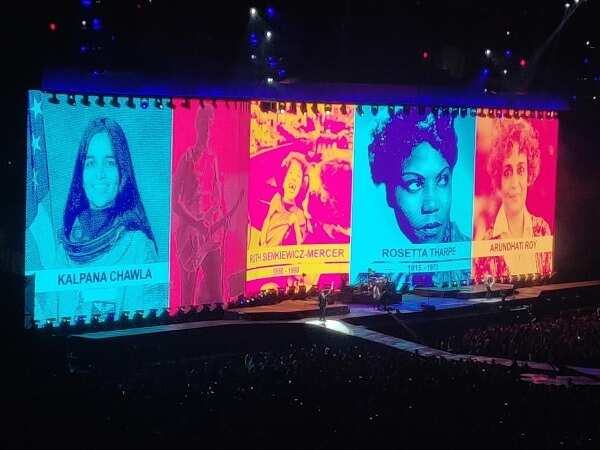 A picture from the segment where the band paid tribute to women of the world