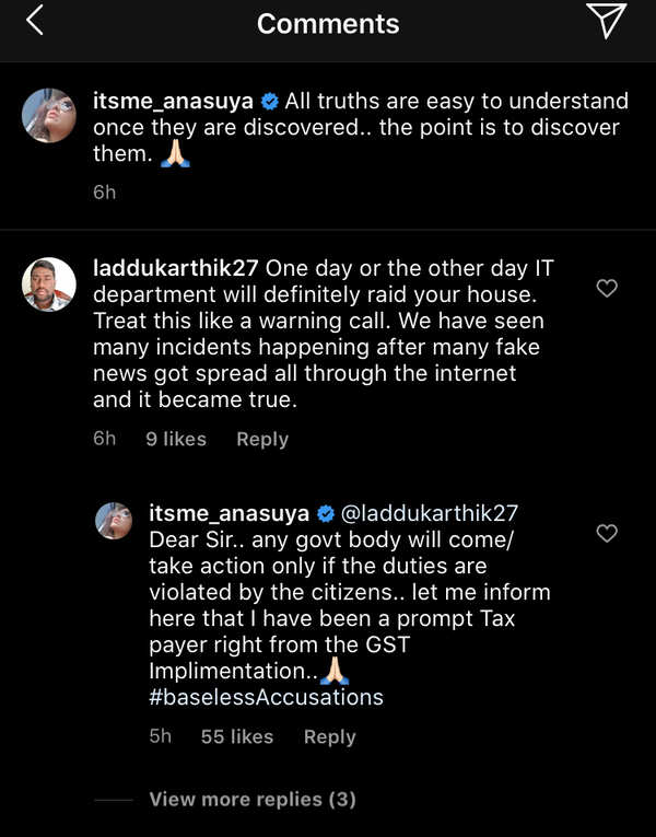 Ansuya gives netizen a befitting reply