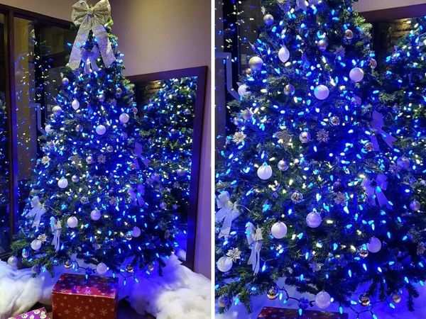 ice blue christmas tree lights