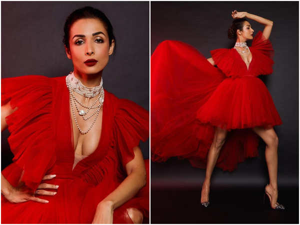 Malaika Arora Fuses The Spirit Of Christmas And Festivities In One  Ravishing Red Saree