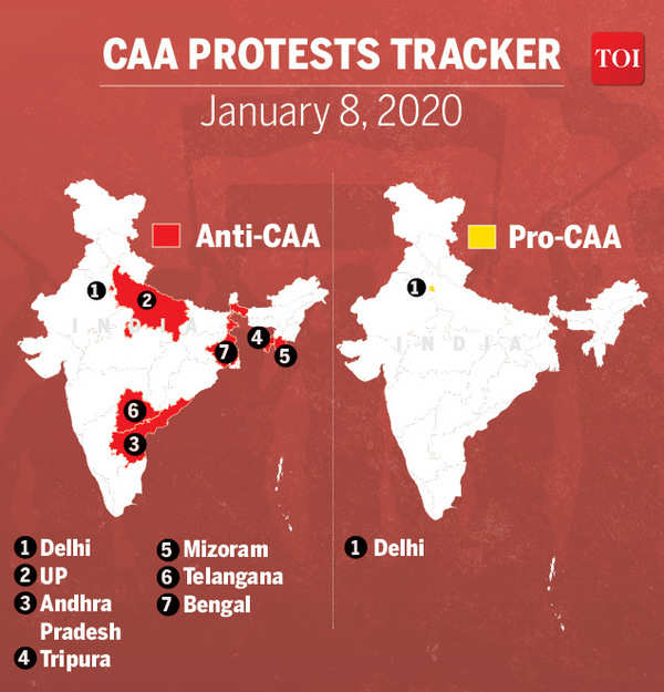 Infographic: CAA Protests Tracker | India News - Times Of India