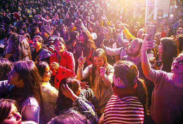 The crowd danced to dhol beats and Manak's music