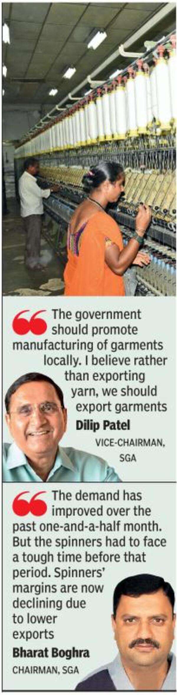 Cotton yarn spinners may see margin squeeze on lower exports