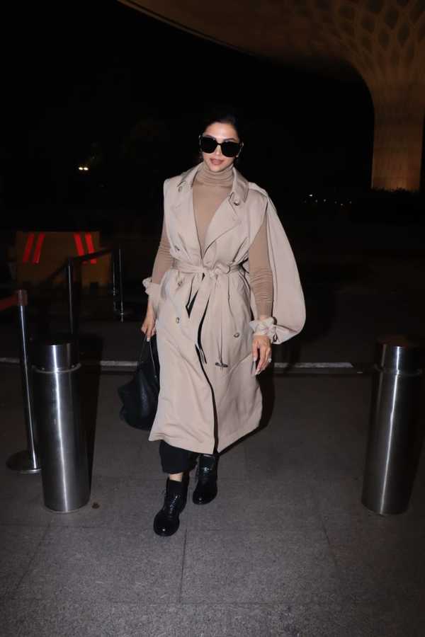 Deepika Padukone amps up her airport look in a tan overcoat