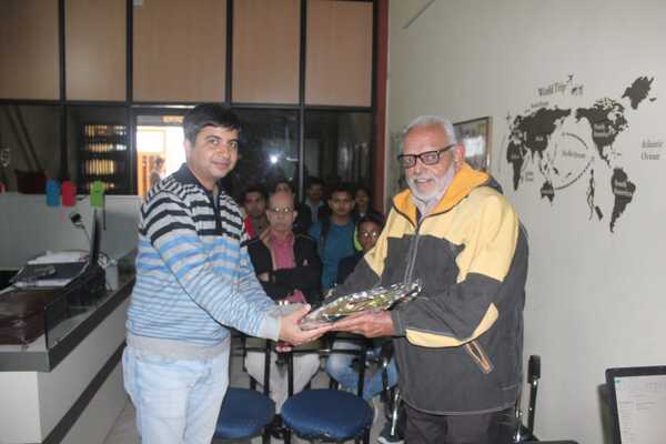 Gopal Sharma being felicitated