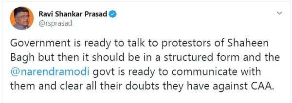ravi shankar prasad's tweet