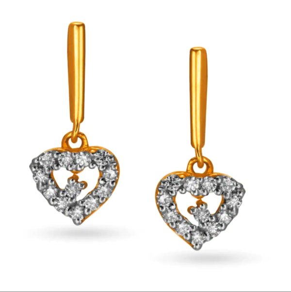 Gold and Diamond Drop Earrings by Tanishq