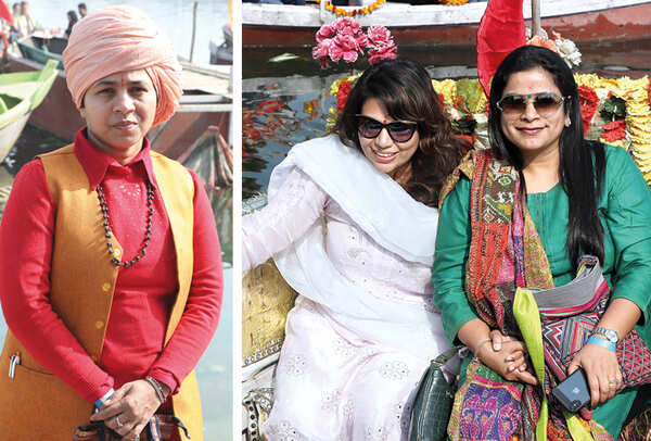 (L) Mahant Devyagiri (R) Radhika and Swati (BCCL/ Aditya Yadav)