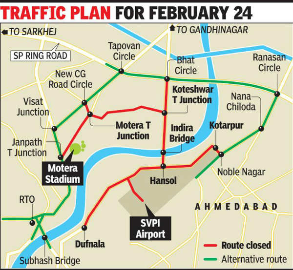 Trump Ahmedabad Visit 9km of roads closed for Donald Trump Modi