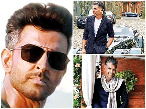 (Clockwise) Hrithik Roshan, Akshay Kumar and Milind Soman