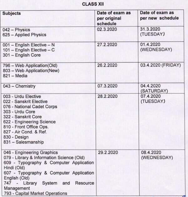 CBSE Exam Date 2020: CBSE announces new exam dates for riot-hit ...